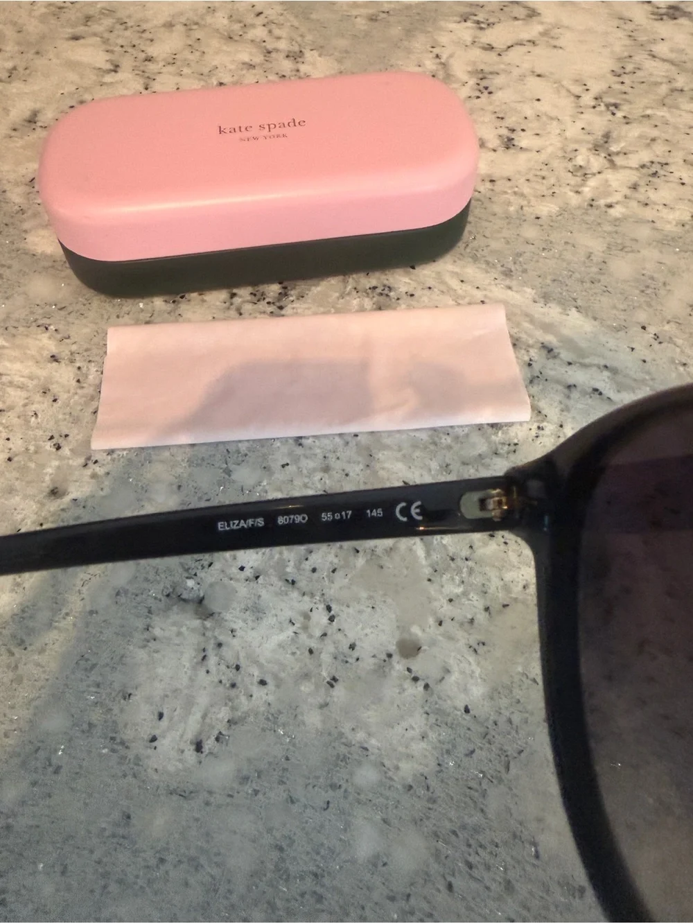 Kate Spade Eliza Black Rounded Sunglasses with grey radiant lenses. NWOT